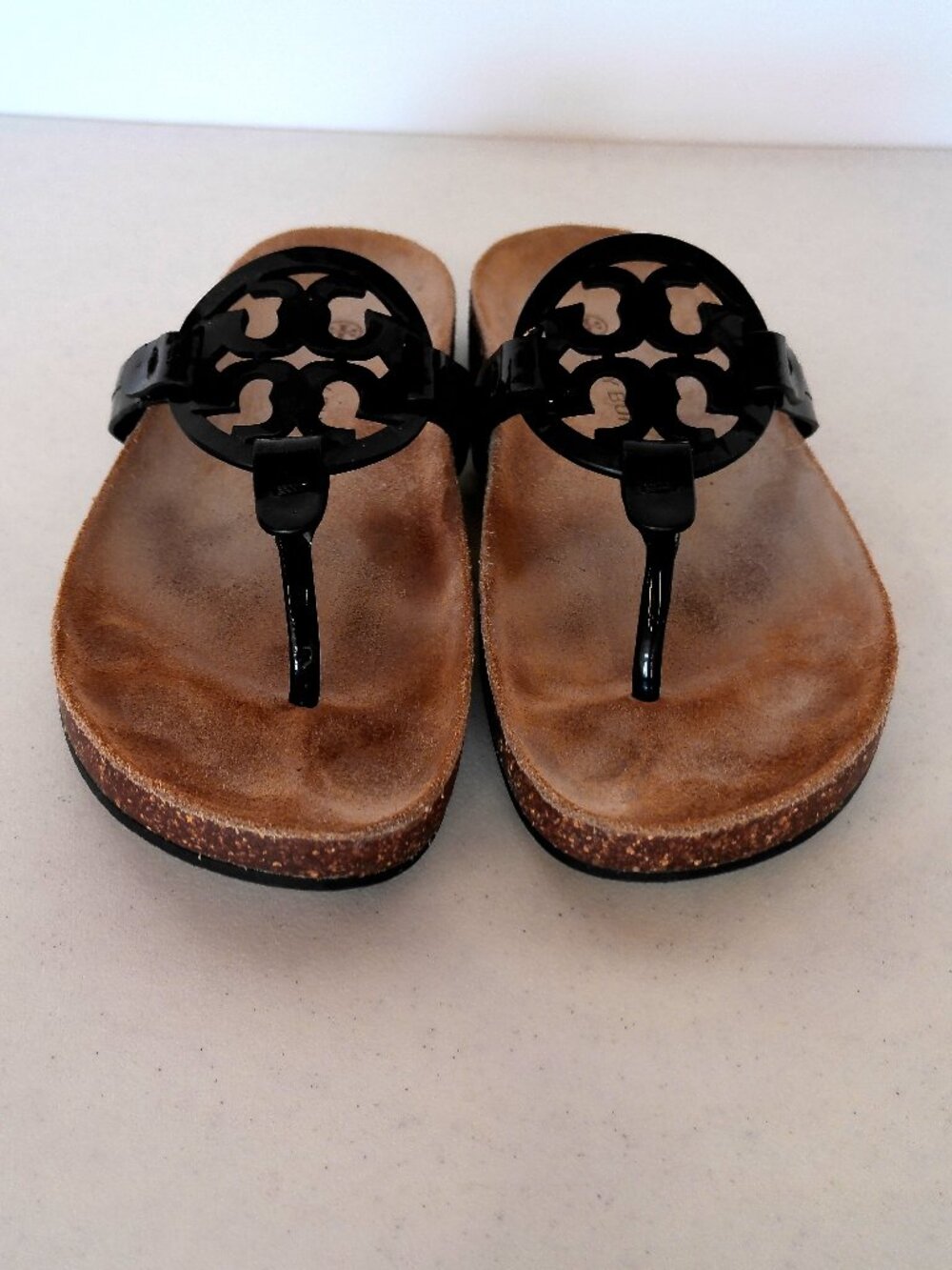 Tory Burch Miller Cloud Patent Leather/Cork Sandals Size 8 Black - Picture 5 of 10